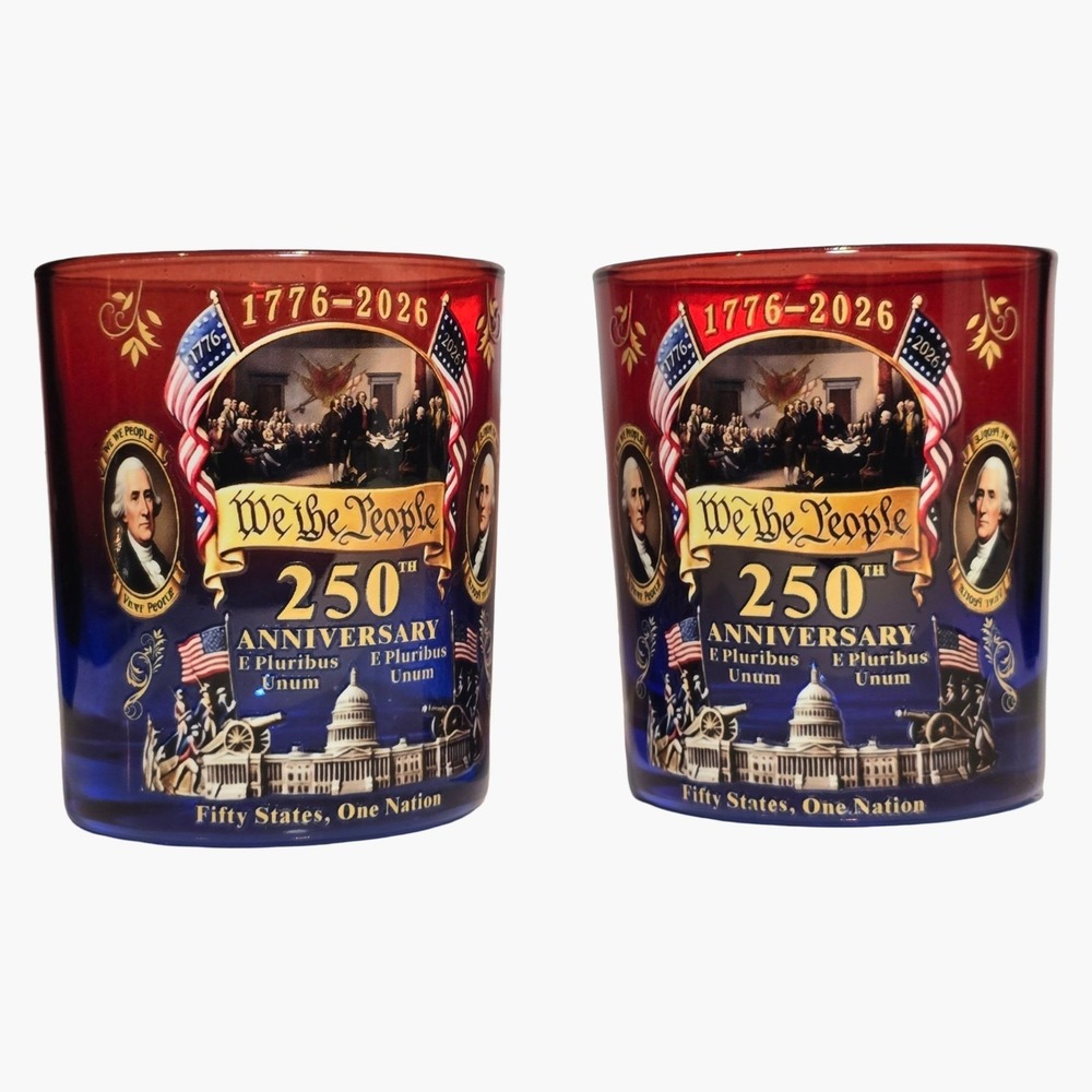 250th Anniversary 1776-2026 Patriotic two Glass Tumbler 3in